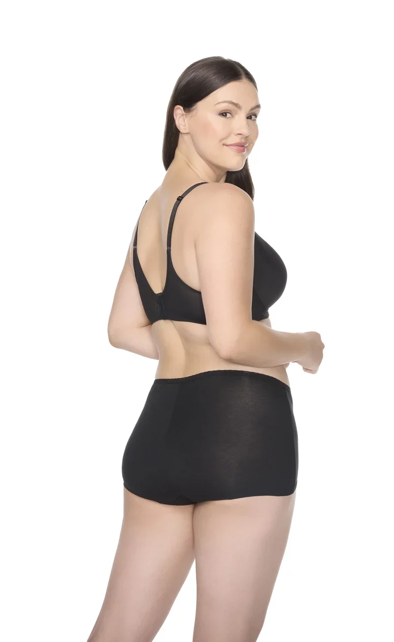Naomi & Nicole Shapewear - Baumwolle mit Spitze Boyshort Schwarz