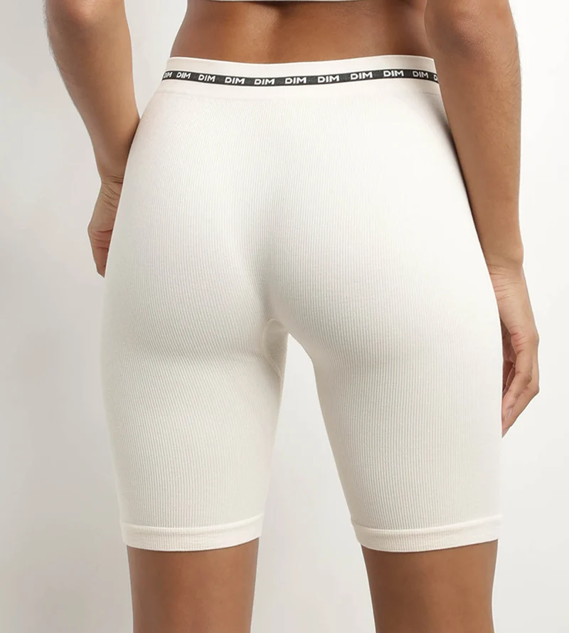 Hellbeige Radlershorts aus gerippter Mikrofaser - Icons Seamless