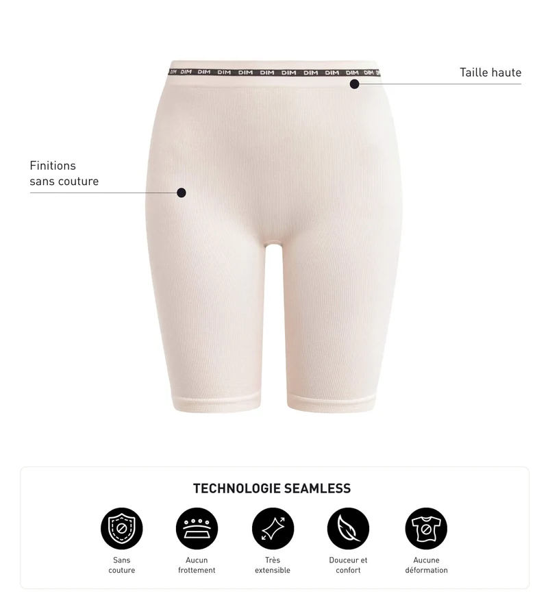 Hellbeige Radlershorts aus gerippter Mikrofaser - Icons Seamless
