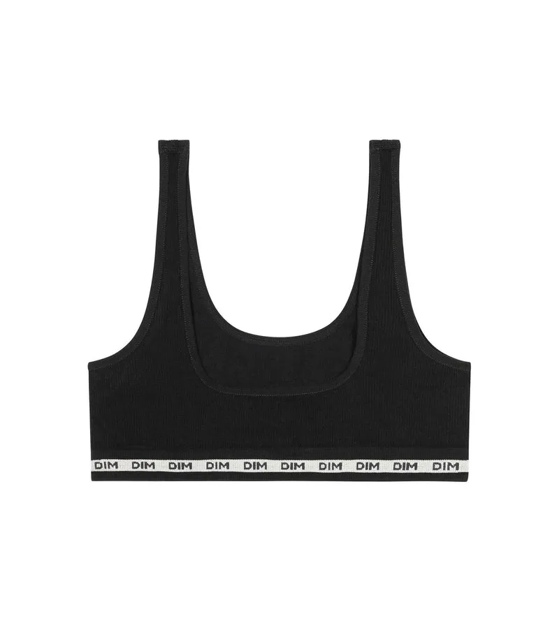 Schwarzes Mädchen-Bustier aus weichem Rippstrick - Icons