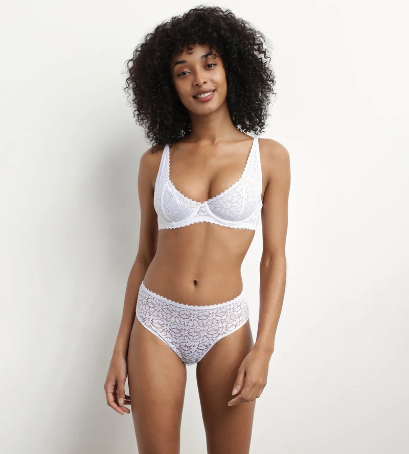 Weißer Slip aus floraler Spitze - Daily Dentelle