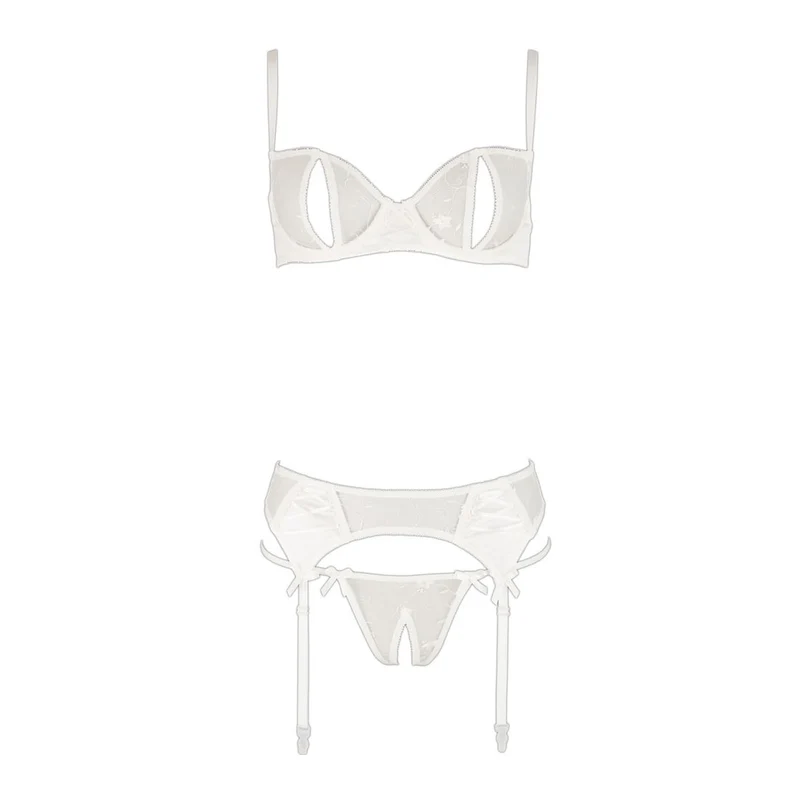 Hebe Straps-Set weiß S-XL Cups und Schritt ouvert "Shirin"