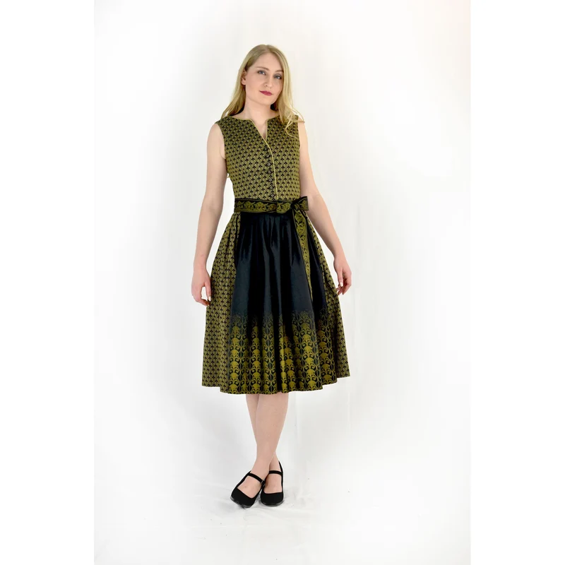Dirndl von Glanz und Zauber in Schwarz/Messing D396