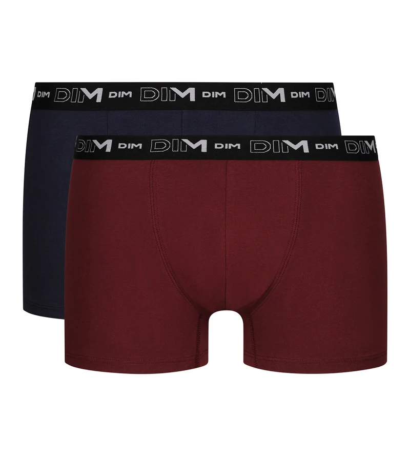2er-Pack Herren-Boxershorts Rot/Blau mit Kontrastgürtel aus Stretch-Baumwolle