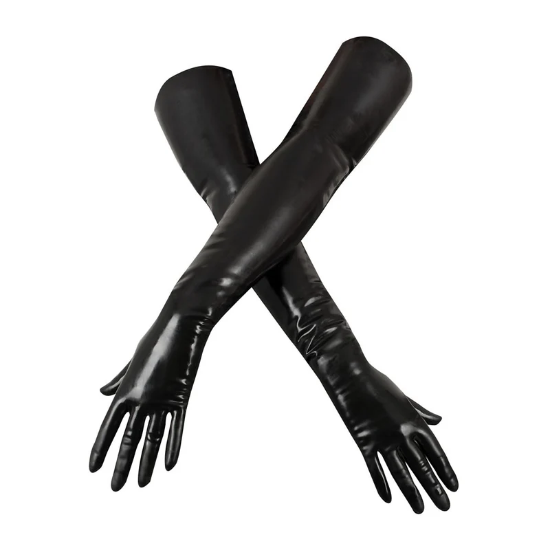 Latex Handschuhe schwarz S-XL Ellenbogen lang