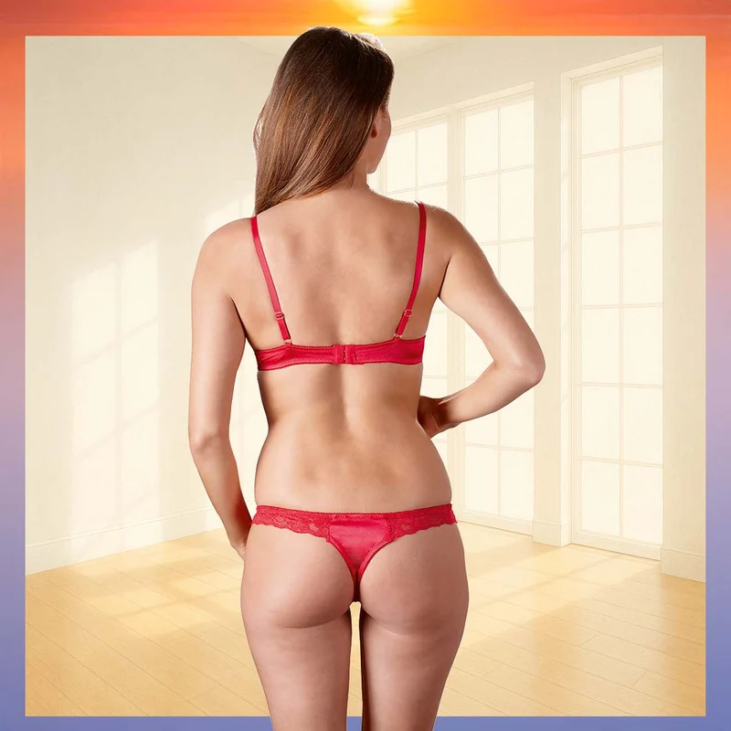 Rotes BH-Set 75-85B aus Spitze & Satin "Valerie"