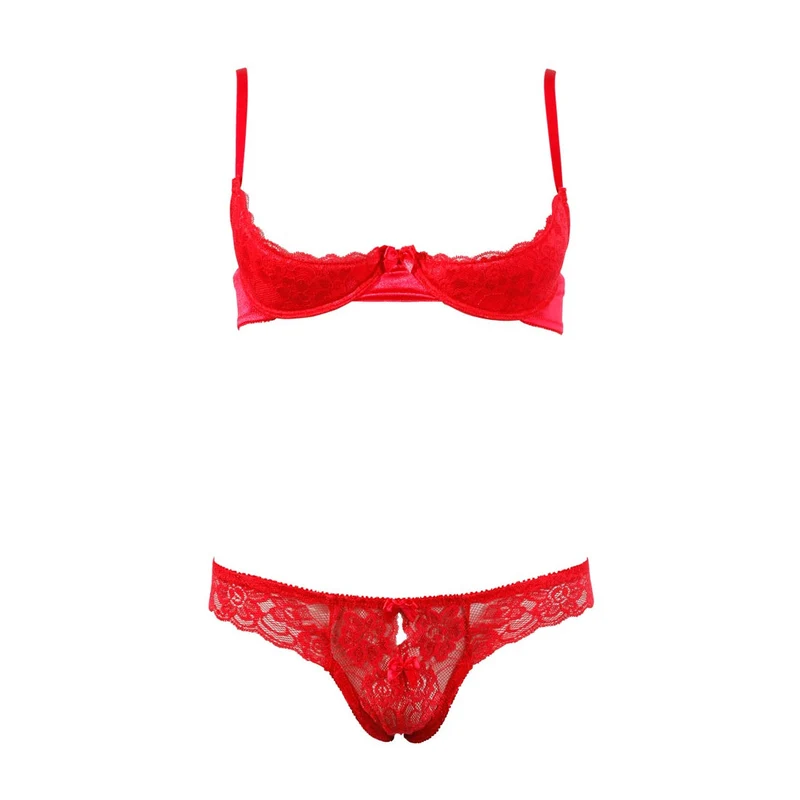 Rotes BH-Set 75-85B aus Spitze & Satin "Valerie"