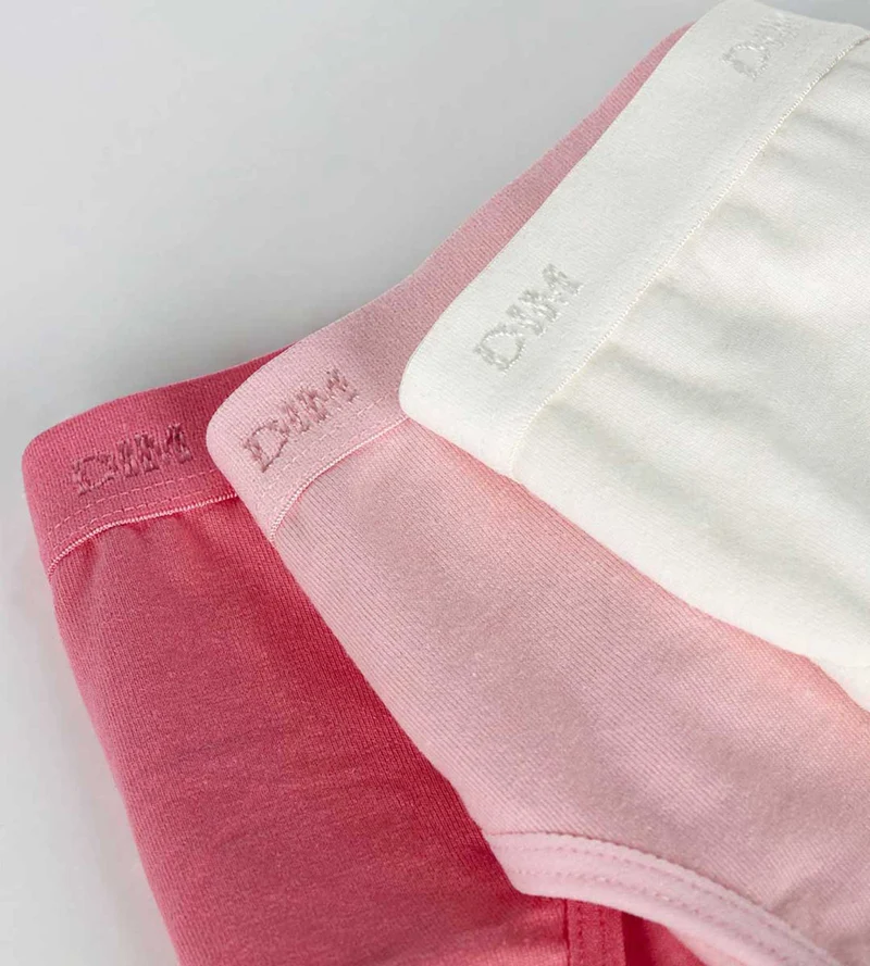 3er-Pack Mädchenslips mit Logobund rosa/pink/perlmutt - Pockets