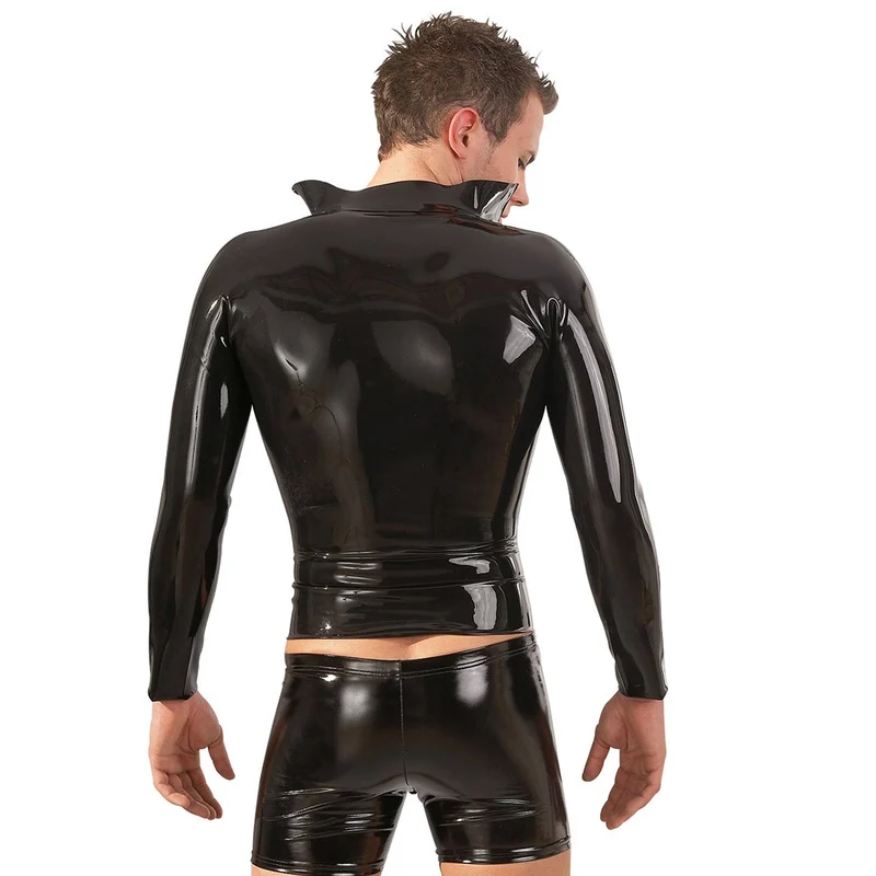 Latex Shirt Unisex Schwarz mit Reißverschluss, M-2XL