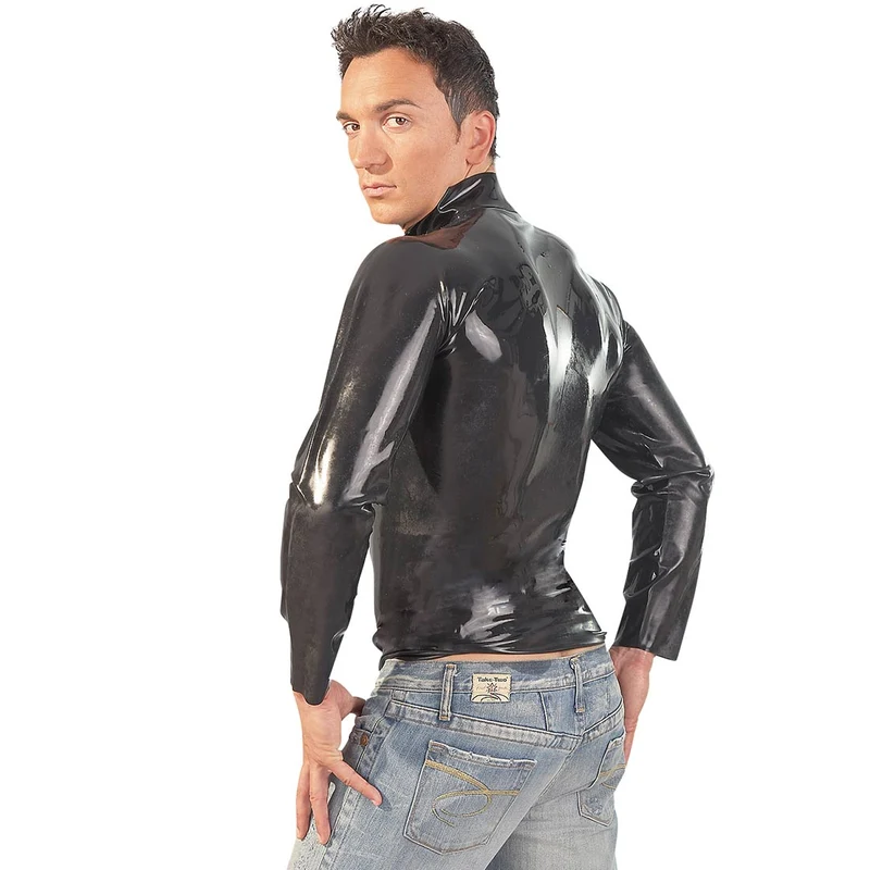 Latex Shirt Unisex Schwarz mit Reißverschluss, M-2XL