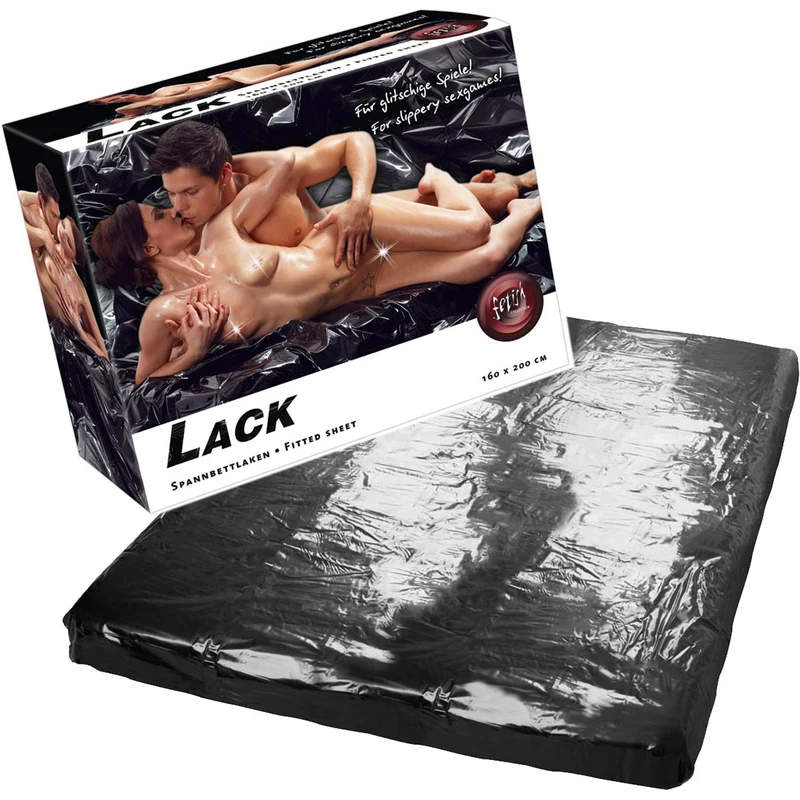 Lack Spannbettlaken schwarz 160 x 200 cm