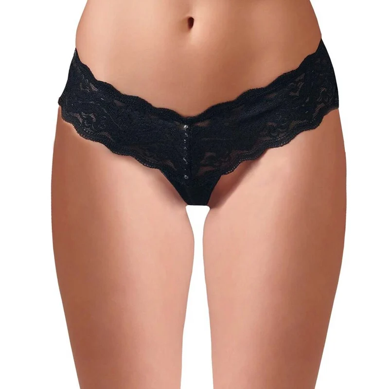 Damen String mit zarter floraler Spitze und Perlenkette "Paola"