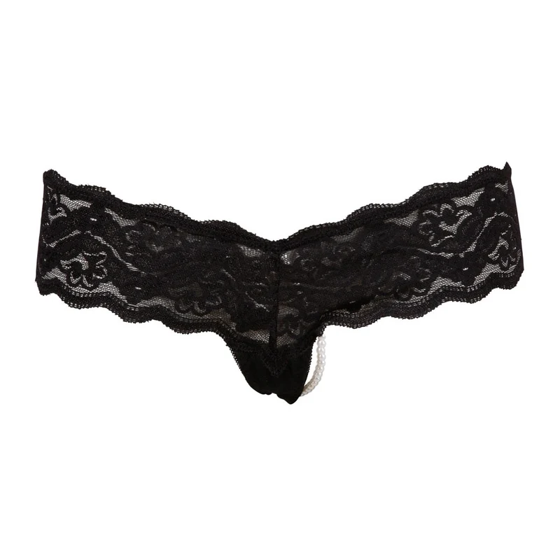 Damen String mit zarter floraler Spitze und Perlenkette "Paola"