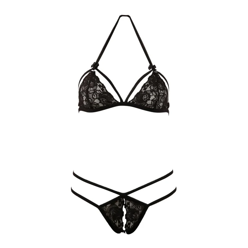 BH-Set S-XL Cups zum Aufklappen aus schwarzer Spitze "Lotte"