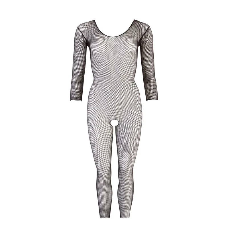 Langarm Netz-Catsuit ouvert S-L schwarz "Mira"
