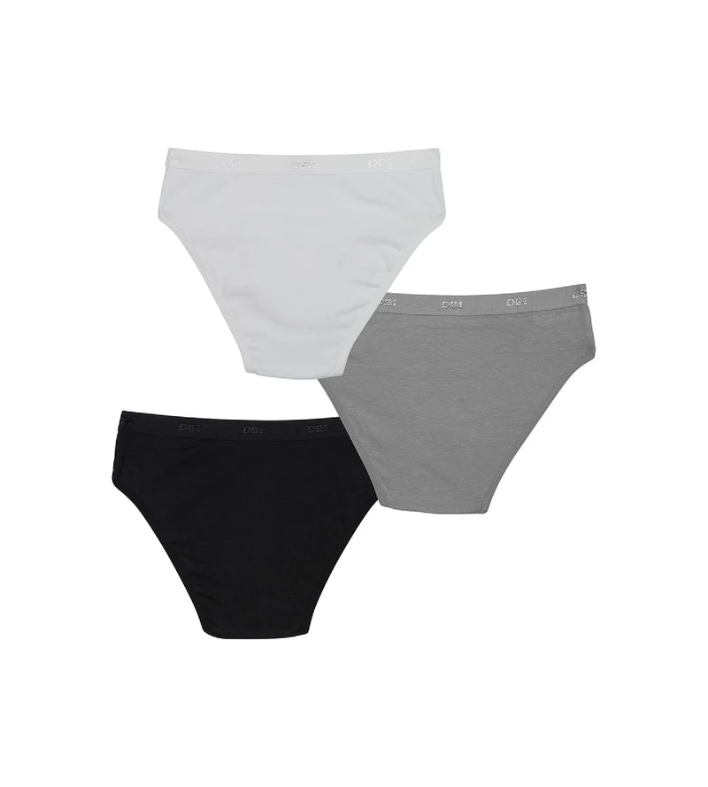 3er-Pack Mädchenslips mit Logobund schwarz/weiß/grau - Pockets
