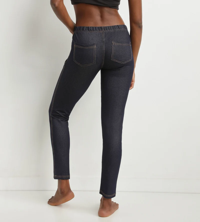 Marineblaue Damen-Leggings in Denim-Optik mit Taschen Dim Relax & Go