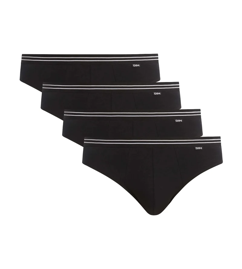 4er-Pack schwarze Slips aus Stretch-Baumwolle - EcoDIM