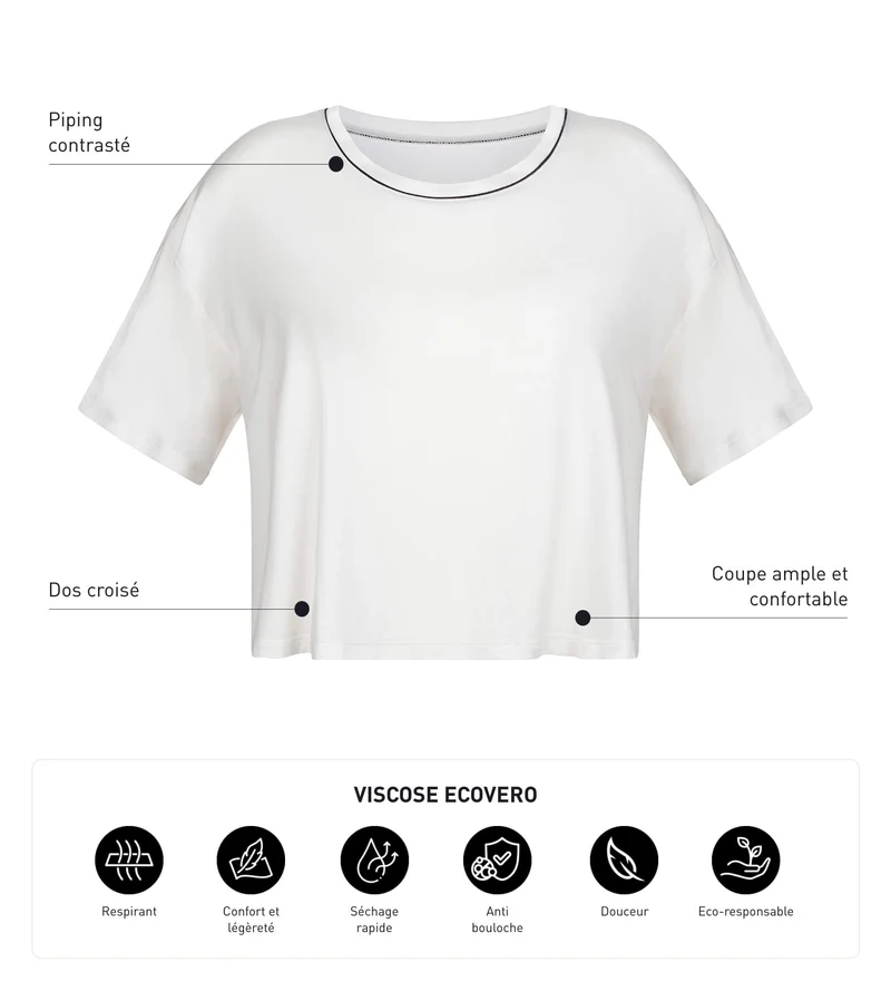 Sport-T-Shirt für Damen mit offenem Rücken aus ungebleichter Viskose Dim Move
