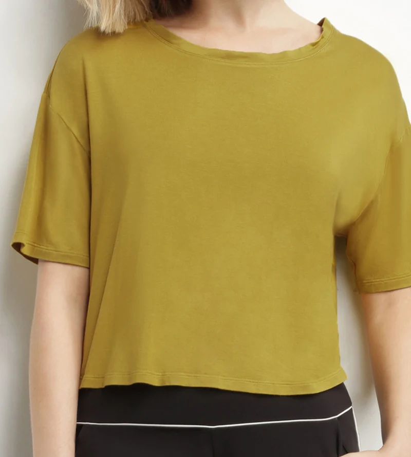Sport-T-Shirt für Damen in Olivgrün Viskose mit offenem Rücken Dim Move