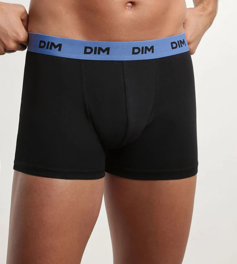 3er-Pack schwarze Baumwoll-Boxershorts mit Jacquardbund in gelb/lila/grau - Mix & Colors