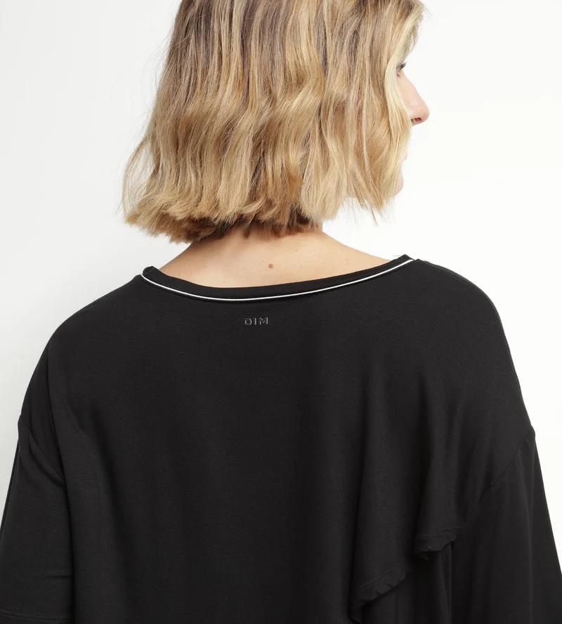 Sport-T-Shirt für Damen aus schwarzer Viskose mit offenem Rücken Dim Move
