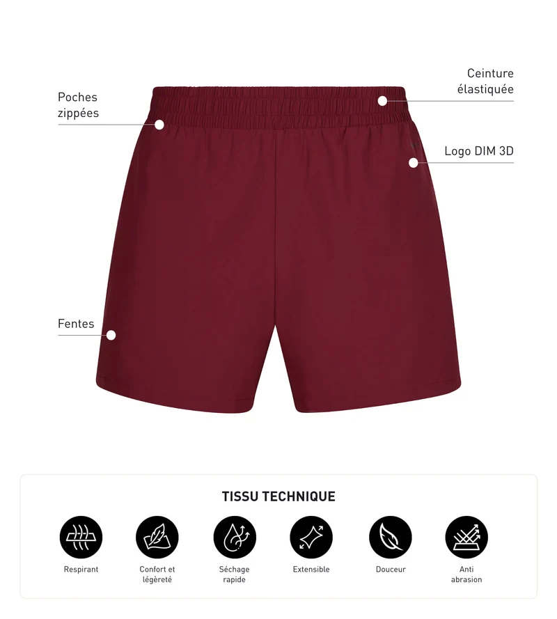 Herren-Sportshorts aus luftigem Material Bordeaux Dim Move