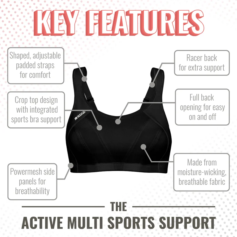 Stoßdämpfender Multisport-BH mit Stützfunktion, Schwarz
