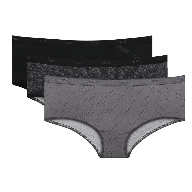 3er-Pack schwarze/graue Hipster aus Stretch-Baumwolle – Pockets