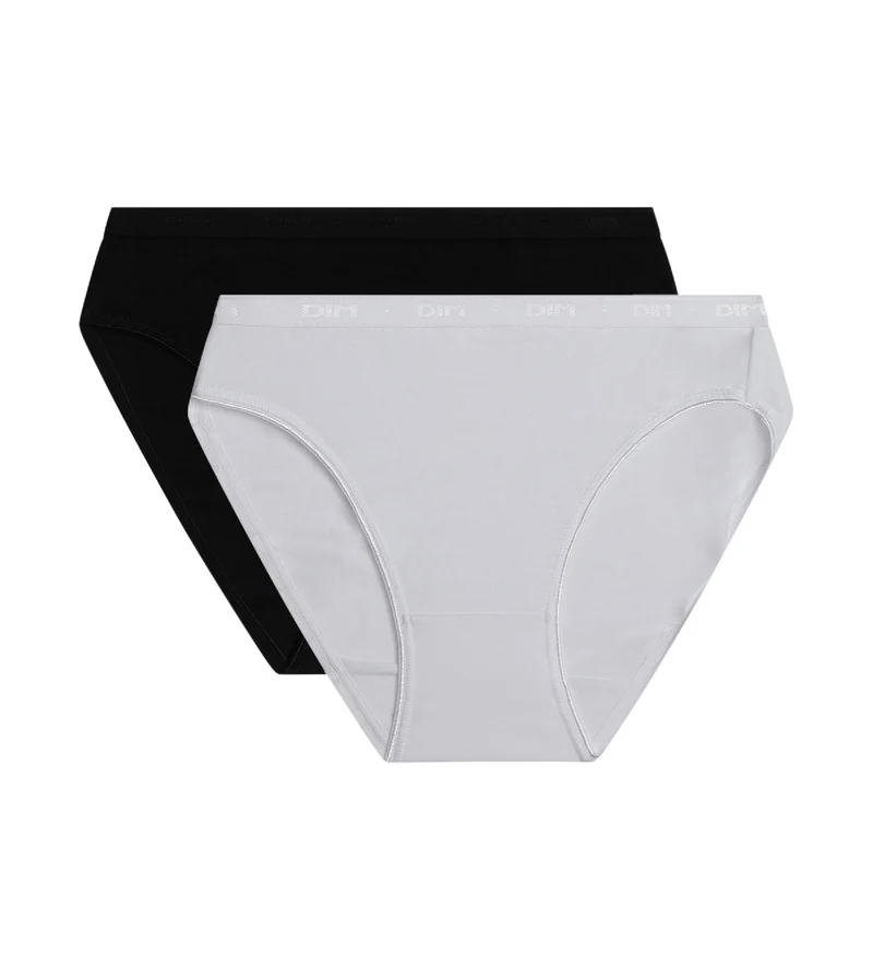 2er-Pack schwarze/weiße Midislips aus Bio-Baumwolle