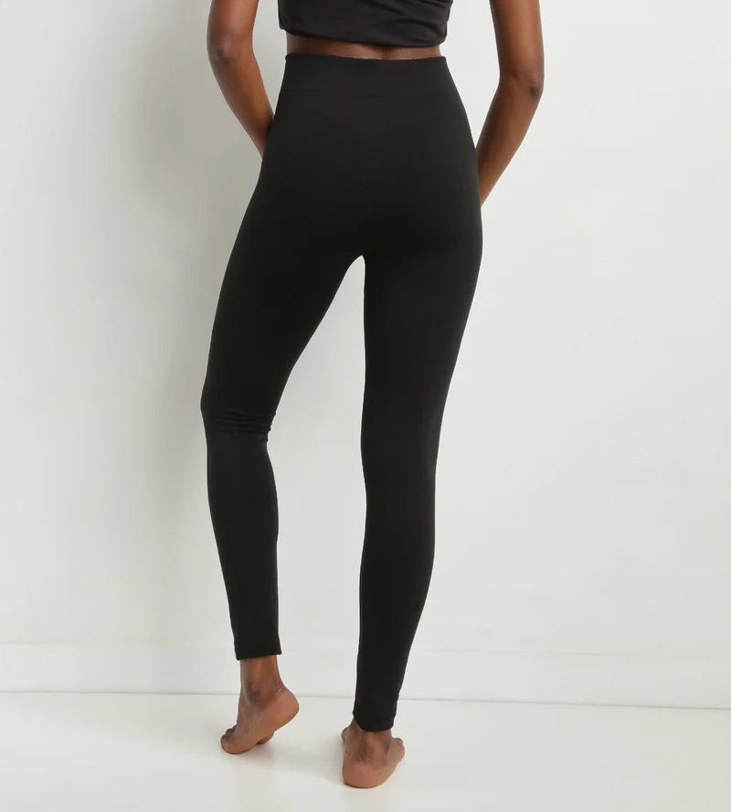 Schwarze Thermo-Leggings für Damen mit Fleece-Innenseite Dim Relax & Go