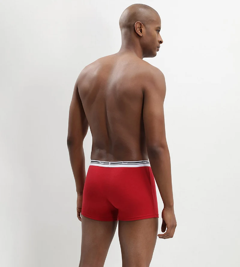 2er-Pack Stretch-Baumwollboxershorts in Denimblau und Lava-Rot von Daily Colors