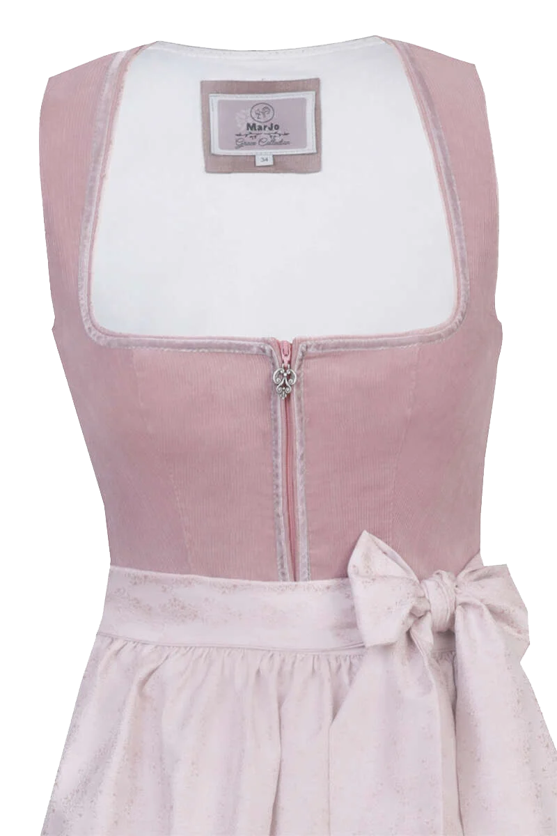 Midi-Dirndl mit Cordmieder - puder rosa