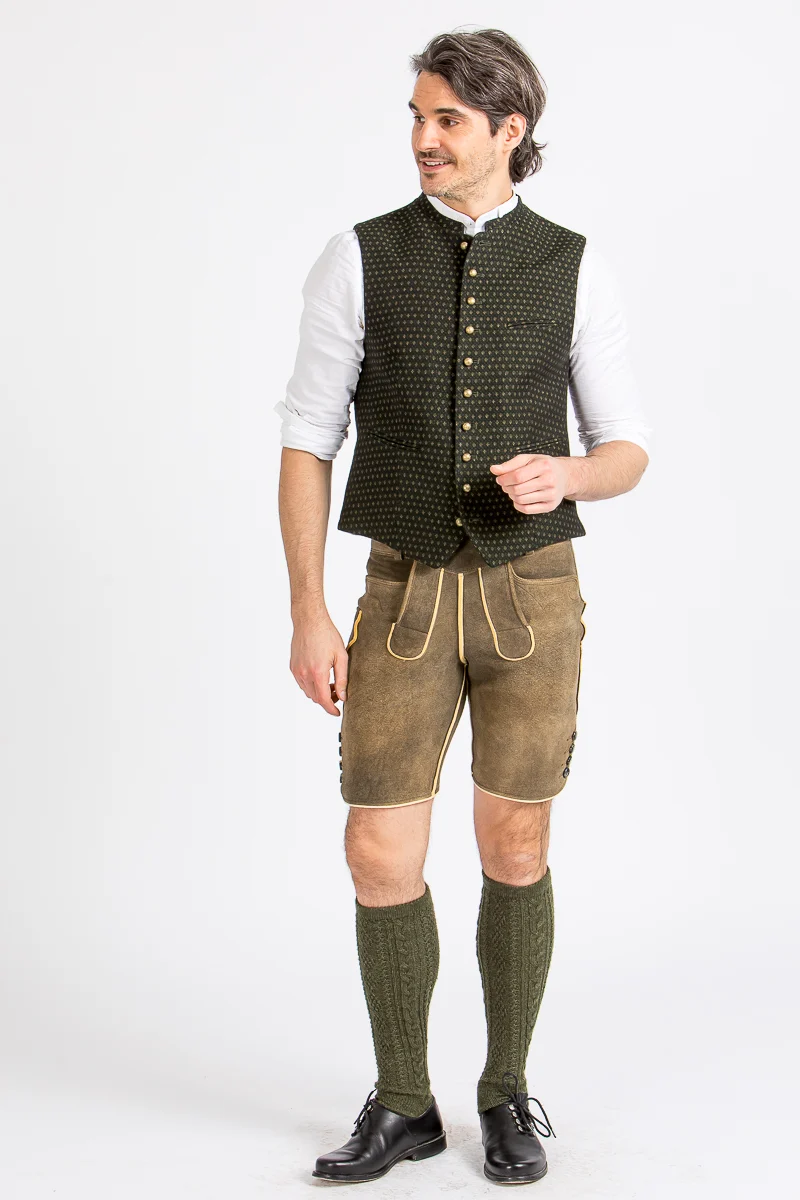 Kurze Meindl Hirschlederhose Nassfeld altschwarz