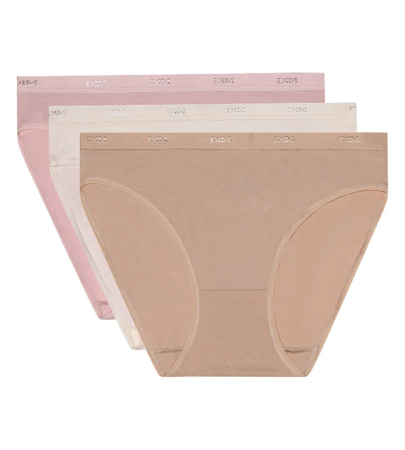 3er-Pack Slips rosa/hautfarben/perlmutt aus Stretch-Baumwolle – Pockets EcoDIM