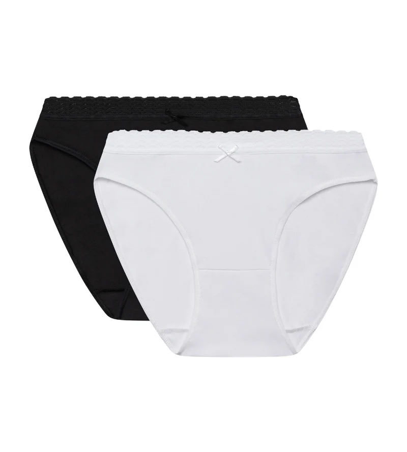 2er-Pack Baumwoll-Slips schwarz/weiß - Fashion