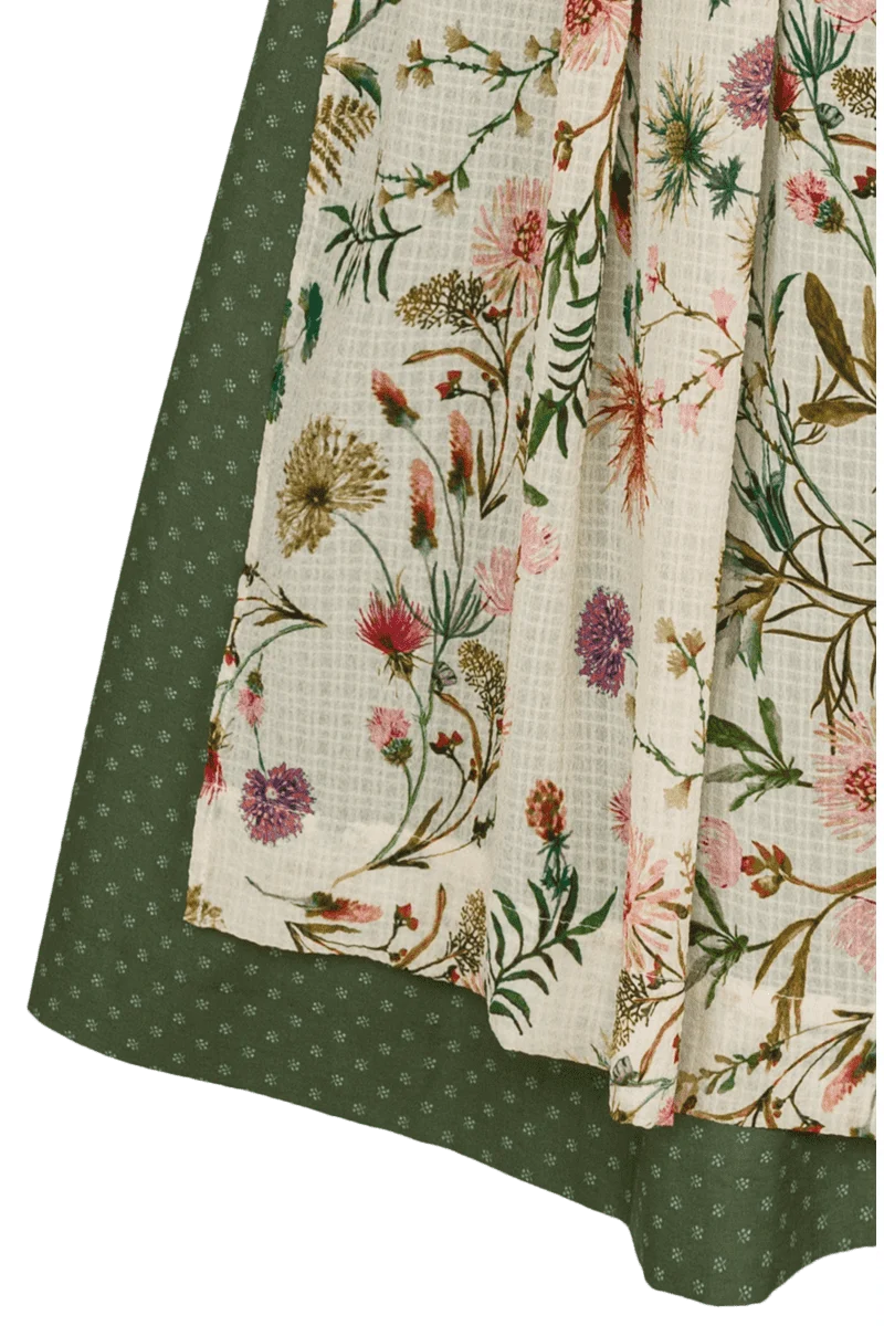 Leinendirndl Blumenprint gemustert lang
