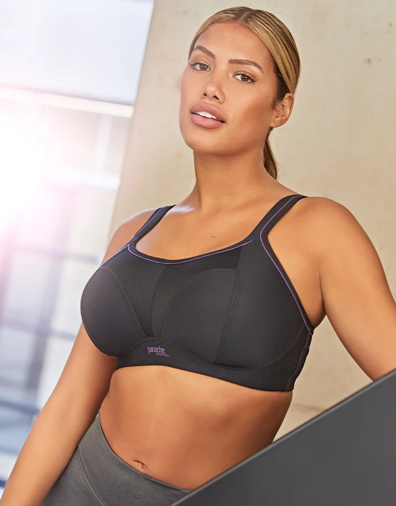 Panache Non Wired Sports Bra Black/Purple
