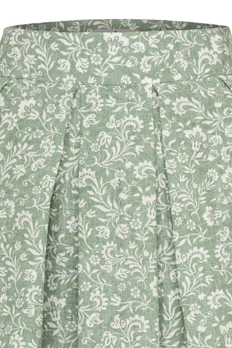 Leinen-Baumwoll Rock lang Blumenmuster