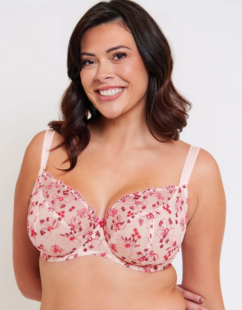 Flirtelle Rosie Balcony Bra Cream/Berry Mix