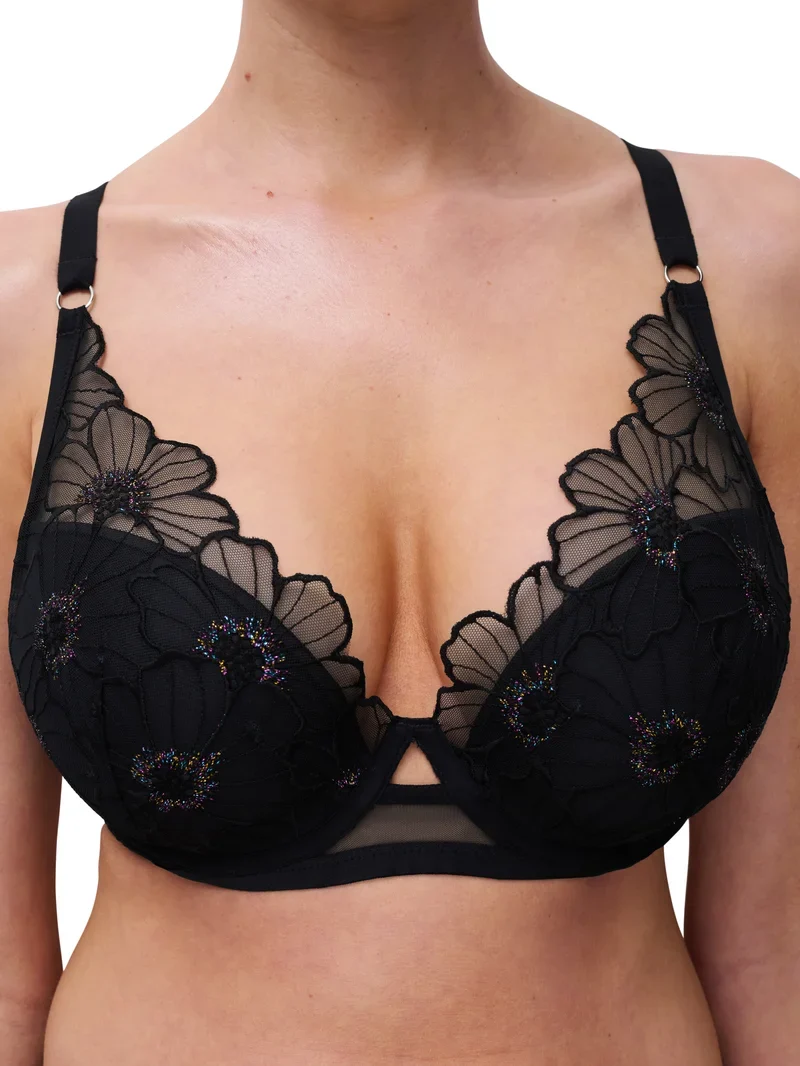 Chantelle – Lush Plunge T-Shirt-BH, festliches Schwarz