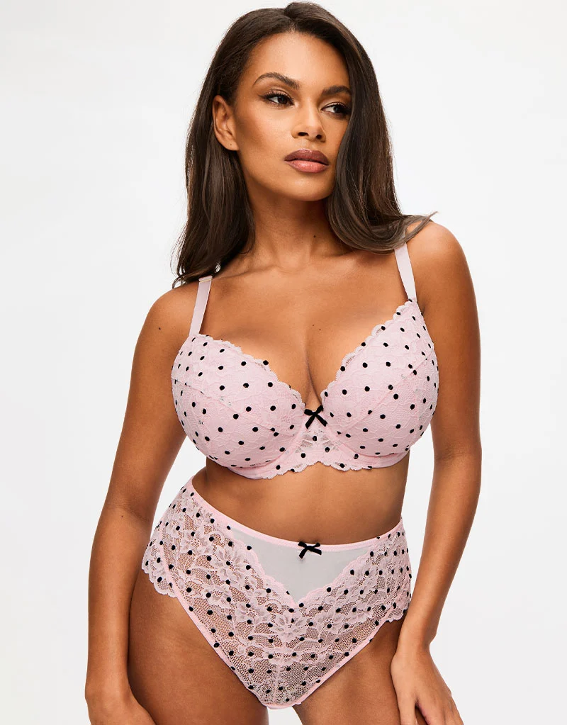 Ann Summers Sexy Lace Padded Plunge Bra Pale Pink Spot
