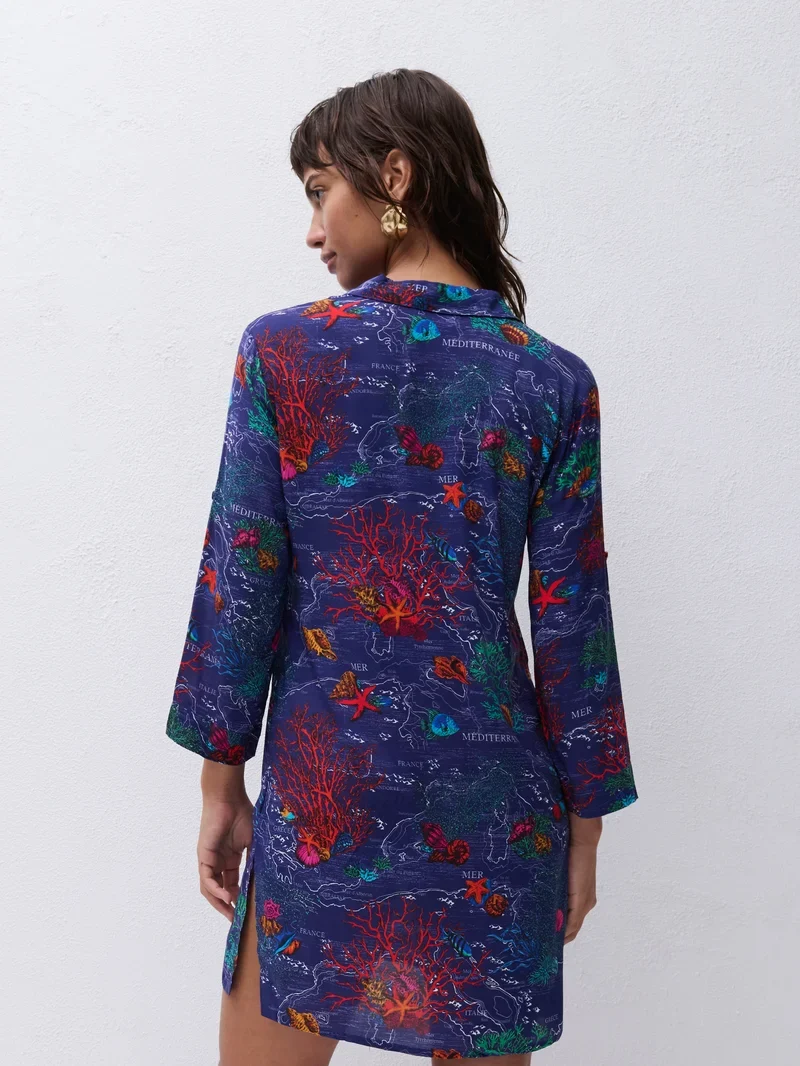 Chantelle – Leidenschaftliches Langarmshirt, dunkles Mittelmeer-Finish