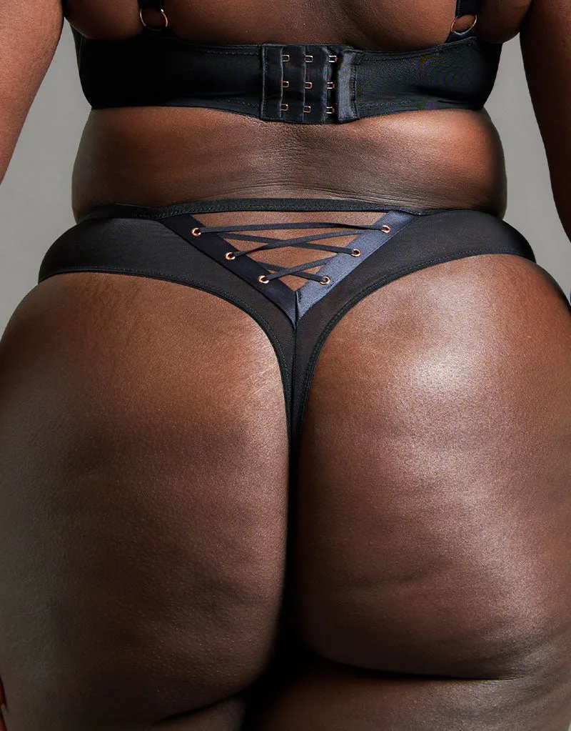 Scantilly Laced Up High Waist Thong Black