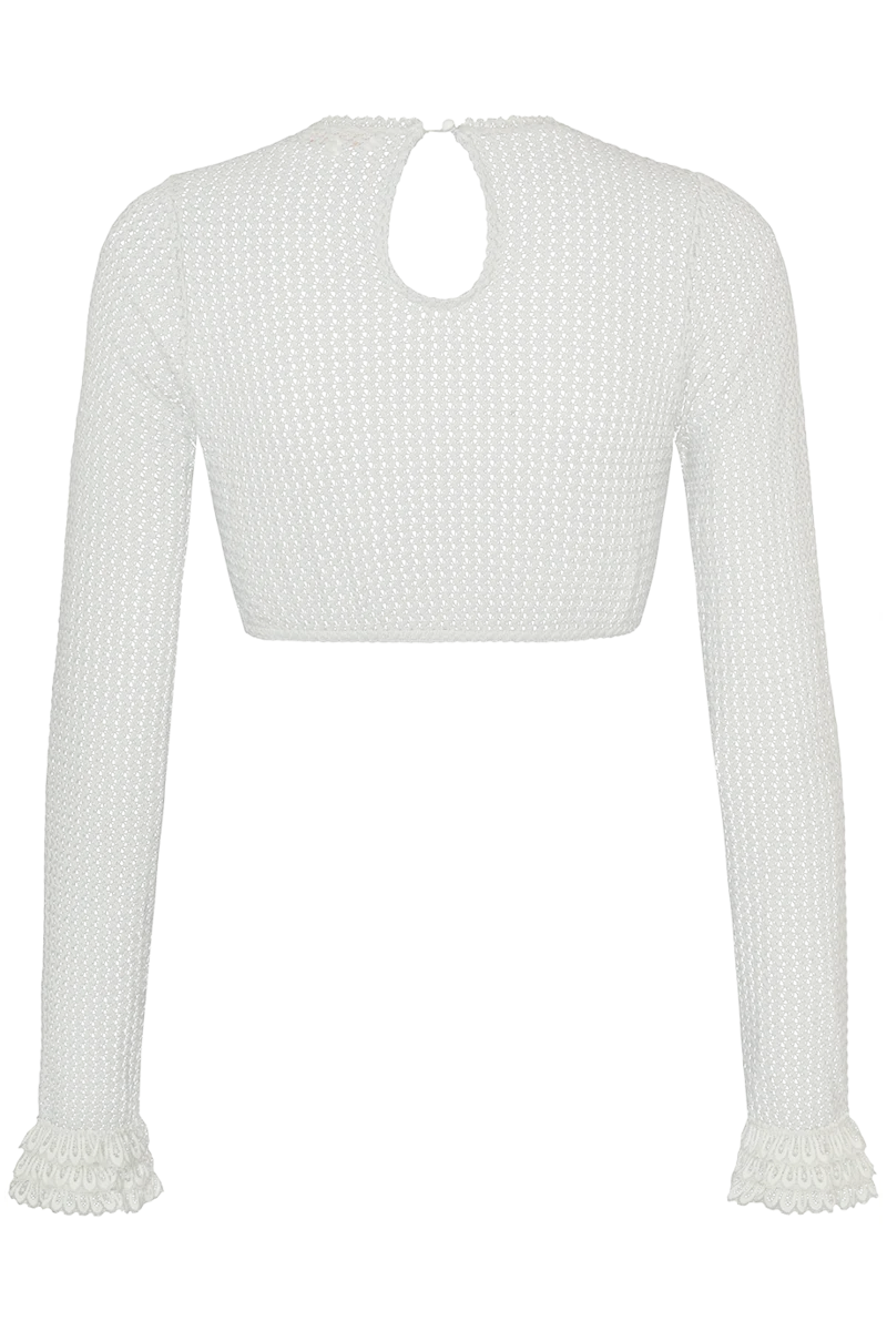 Hochgeschlossene Damen-Dirndlbluse mit langen Ärmeln