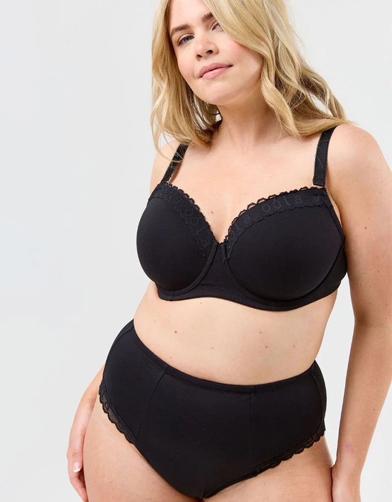 Oola Super Soft Cotton Moulded T-Shirt Bra Black