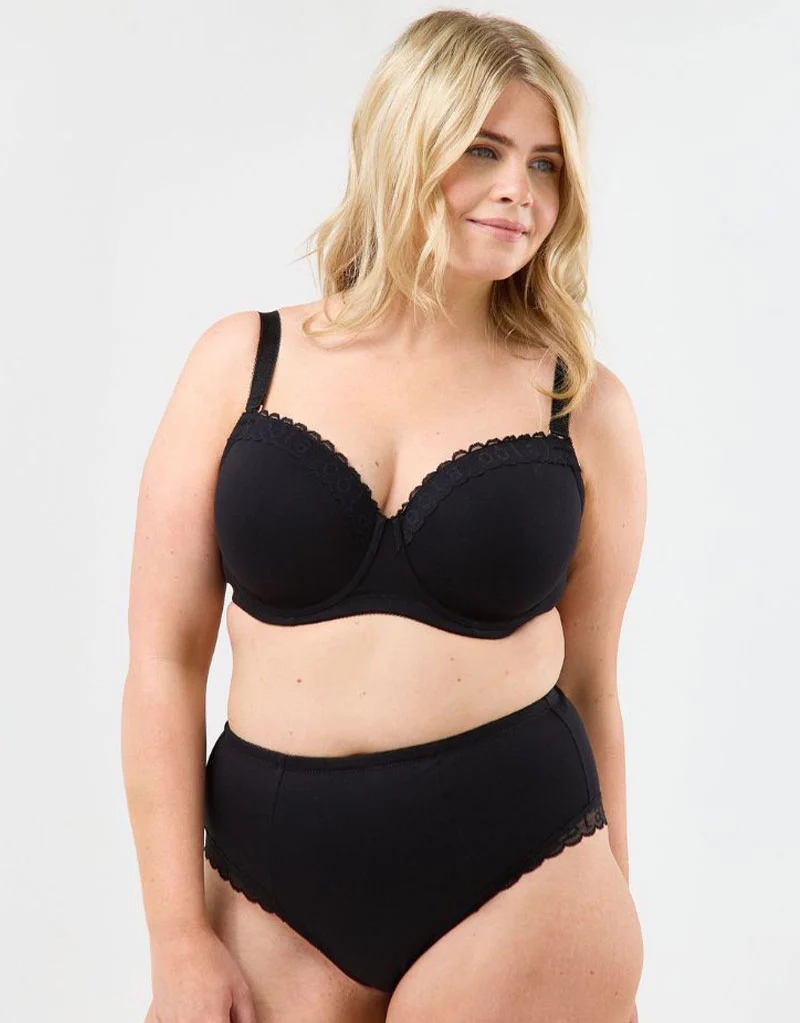 Oola Super Soft Cotton Moulded T-Shirt Bra Black