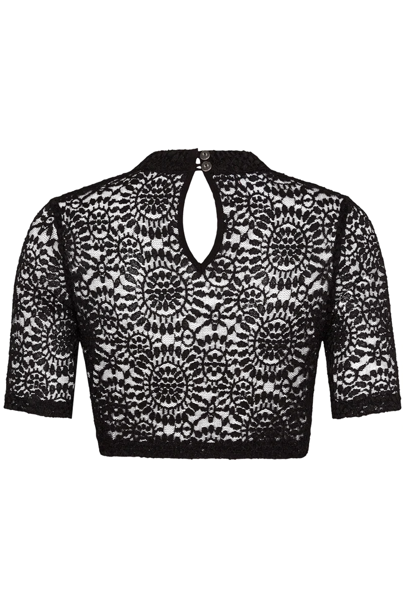 Hochgeschlossene Dirndlbluse mit Spitze