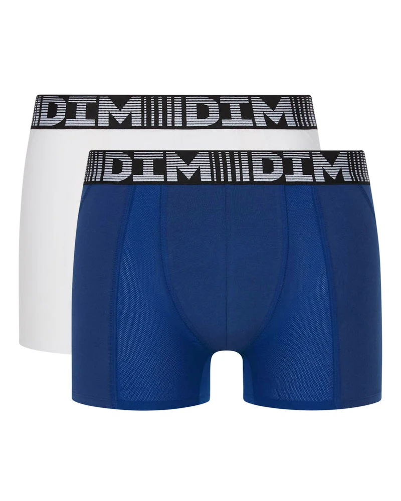 2er-Pack längere Anti-Transpirant-Boxershorts stahlblau/weiß - 3D Flex Air