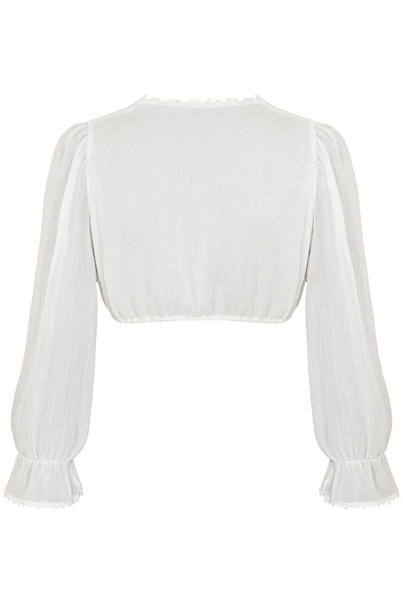 Dirndlbluse mit V-Ausschnitt und 3/4-Ärmeln